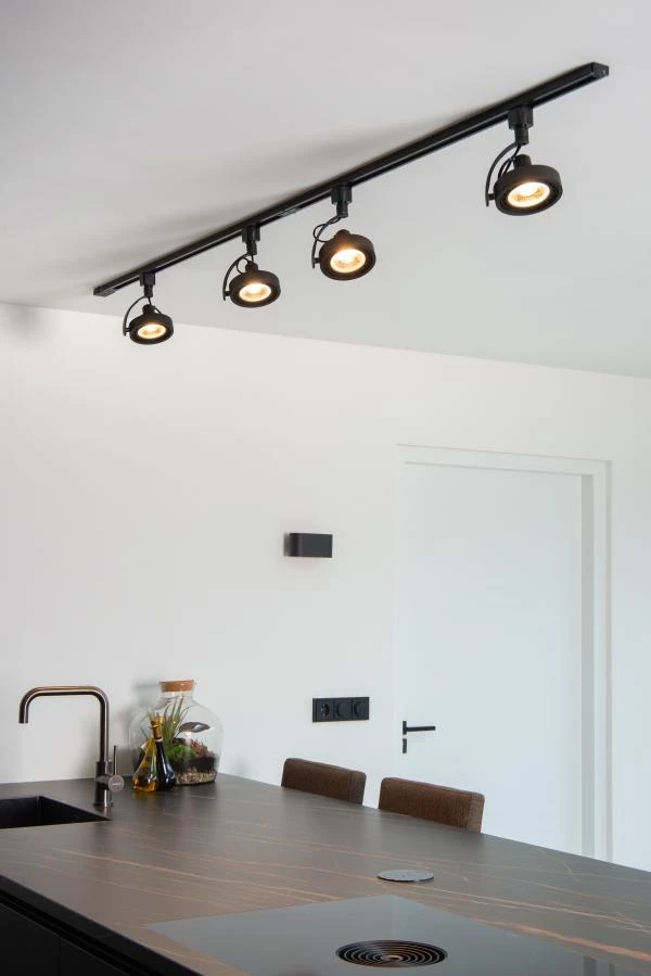 Lucide TRACK DORIAN Track spot - 1-circuit Track lighting system - 1xES111 - Black (Extension) - ambiance 2